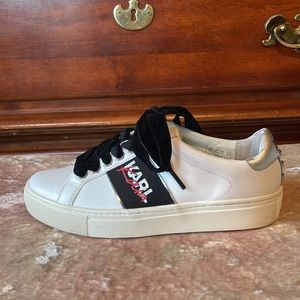 KARL X KAIA Leather White Black Lace Up Sneakers KL91010 $195 EUC 5 Rare HTF